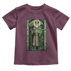 St. Patrick's Day Toddler T Shirt Saint Patrick Art Aesthetic Stained Glass TS09 Maroon Print Your Wear
