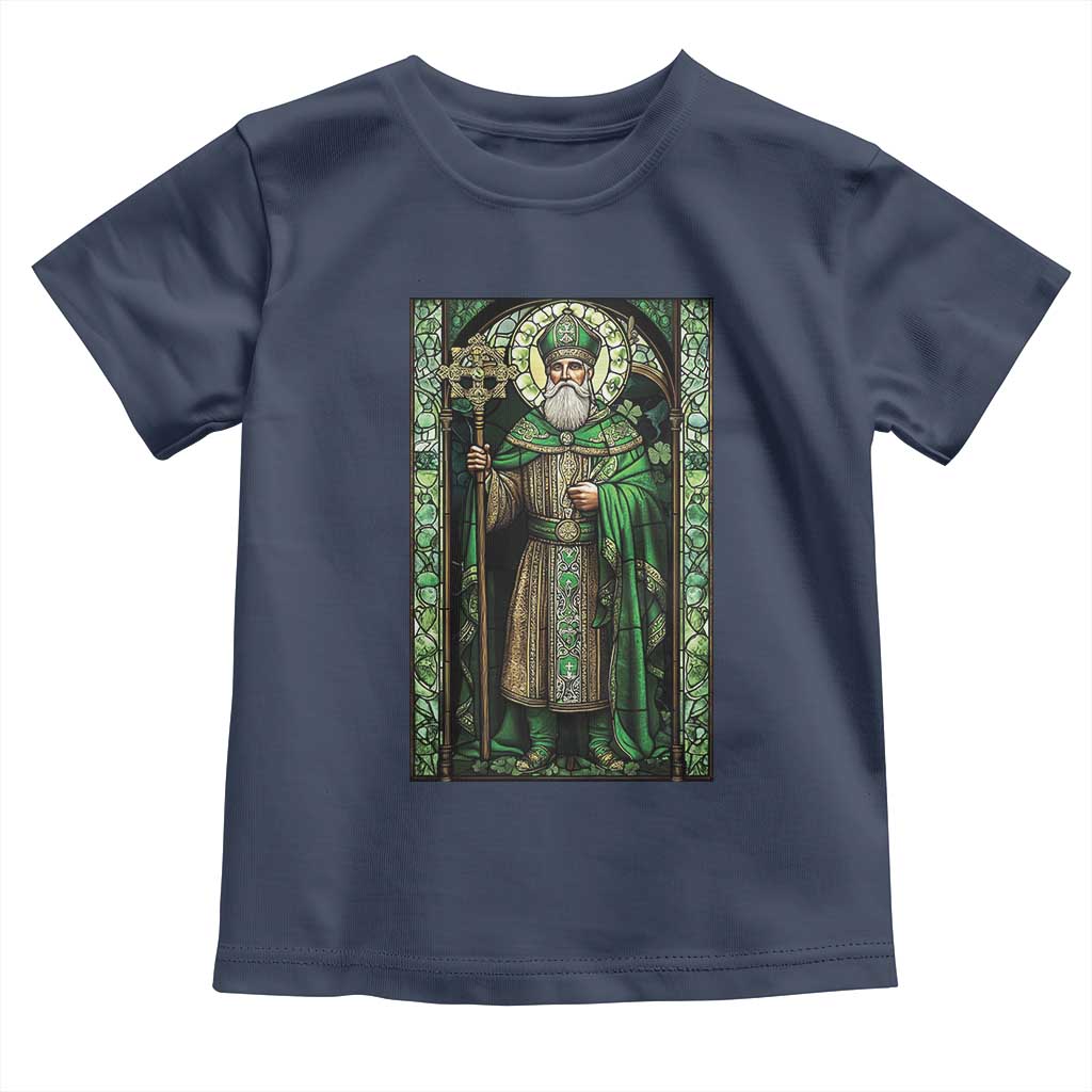St. Patrick's Day Toddler T Shirt Saint Patrick Art Aesthetic Stained Glass TS09 Navy Print Your Wear