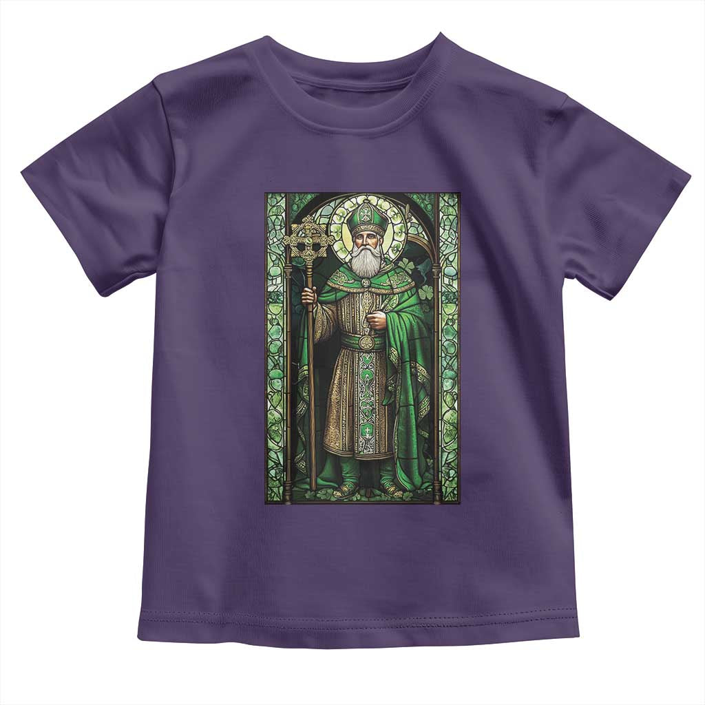 St. Patrick's Day Toddler T Shirt Saint Patrick Art Aesthetic Stained Glass TS09 Purple Print Your Wear