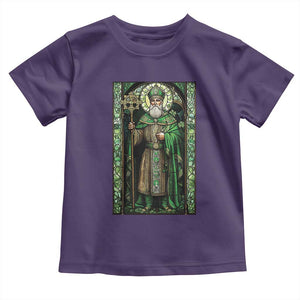 St. Patrick's Day Toddler T Shirt Saint Patrick Art Aesthetic Stained Glass TS09 Purple Print Your Wear