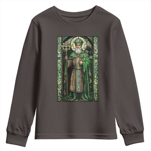 St. Patrick's Day Youth Sweatshirt Saint Patrick Art Aesthetic Stained Glass TS09 Dark Chocolate Print Your Wear