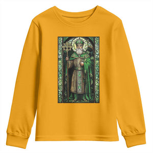 St. Patrick's Day Youth Sweatshirt Saint Patrick Art Aesthetic Stained Glass TS09 Gold Print Your Wear