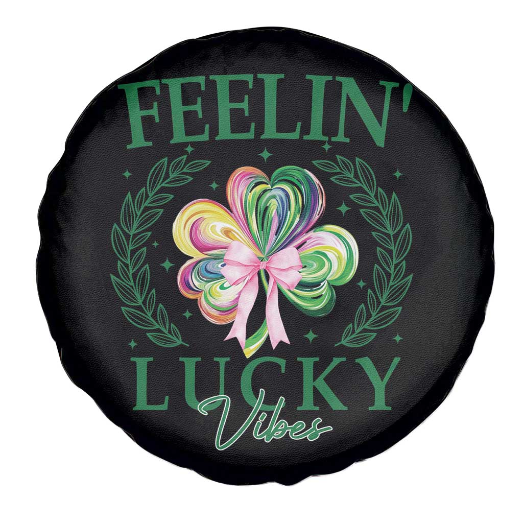 St. Patrick's Day Spare Tire Cover Feelin' Lucky Vibes Shamrock Coquette Bow TS09 Print Your Wear