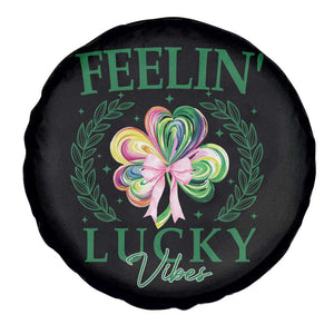St. Patrick's Day Spare Tire Cover Feelin' Lucky Vibes Shamrock Coquette Bow TS09 Print Your Wear