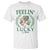 St. Patrick's Day T Shirt Feelin' Lucky Vibes Shamrock Coquette Bow TS09 White Print Your Wear