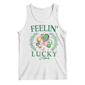 St. Patrick's Day Tank Top Feelin' Lucky Vibes Shamrock Coquette Bow TS09 White Print Your Wear