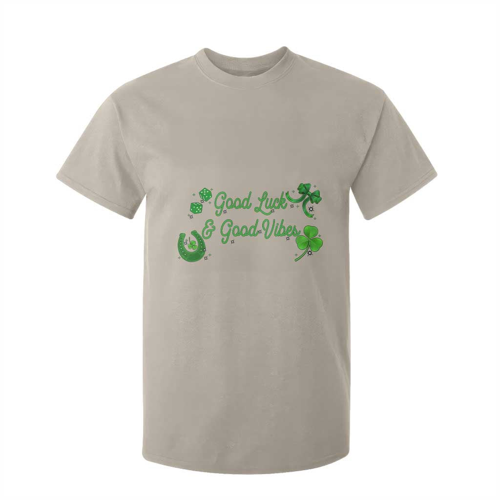St. Patrick's Day T Shirt For Kid Good Luck And Good Vibes Shamrock Coquette Bow TS09 Sand Print Your Wear