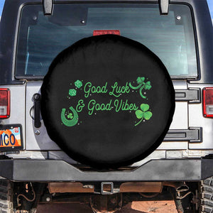 St. Patrick's Day Spare Tire Cover Good Luck And Good Vibes Shamrock Coquette Bow TS09 No hole Black Print Your Wear