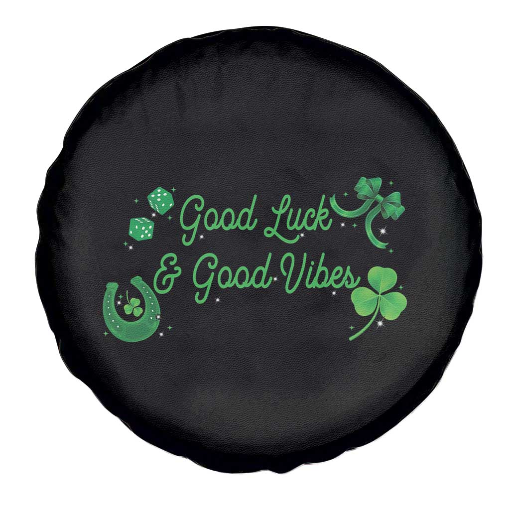 St. Patrick's Day Spare Tire Cover Good Luck And Good Vibes Shamrock Coquette Bow TS09 Print Your Wear