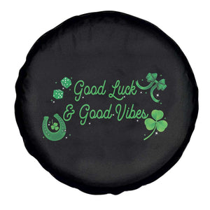 St. Patrick's Day Spare Tire Cover Good Luck And Good Vibes Shamrock Coquette Bow TS09 Print Your Wear