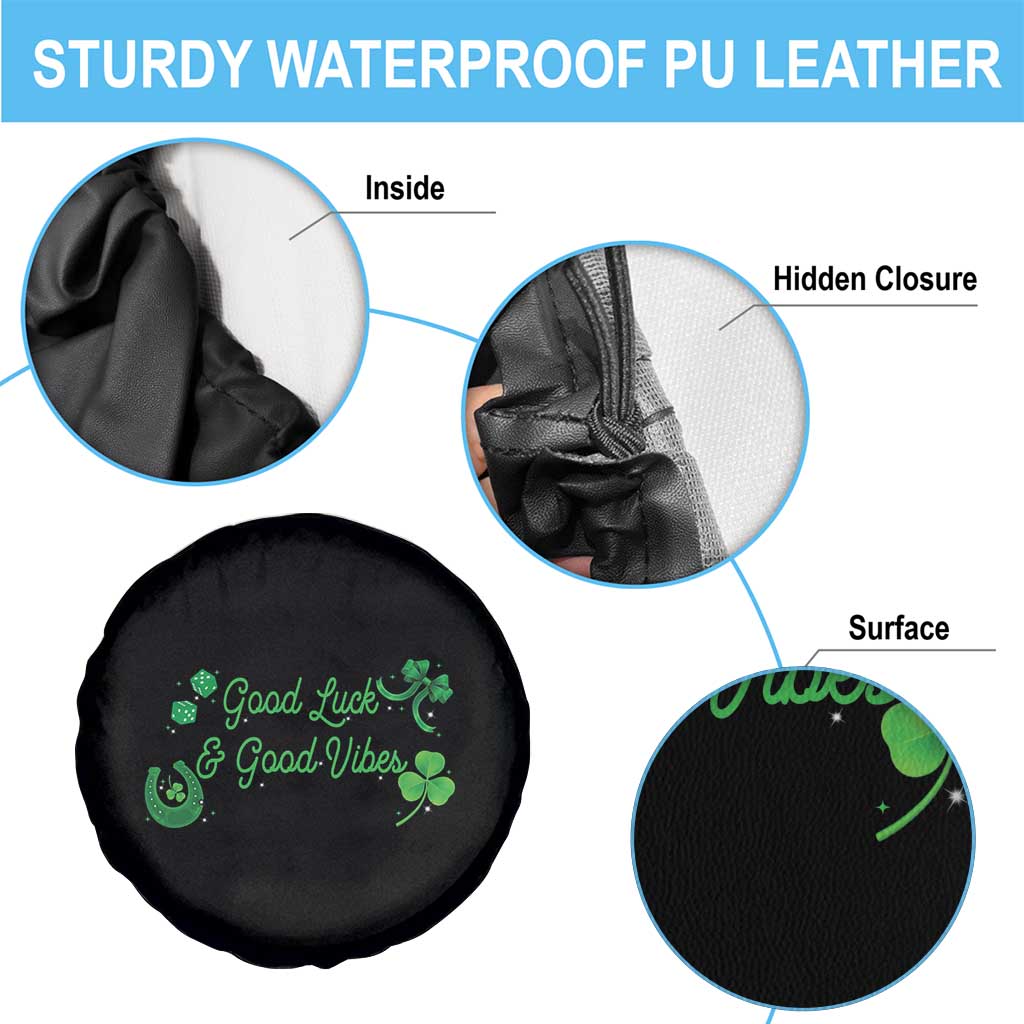 St. Patrick's Day Spare Tire Cover Good Luck And Good Vibes Shamrock Coquette Bow TS09 Print Your Wear
