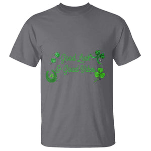 St. Patrick's Day T Shirt Good Luck And Good Vibes Shamrock Coquette Bow TS09 Charcoal Print Your Wear