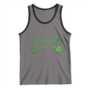 St. Patrick's Day Tank Top Good Luck And Good Vibes Shamrock Coquette Bow TS09 Deep Heather Black Print Your Wear