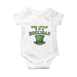 Funny St. Patrick's Day Baby Onesie Wee Little Hooligan Shamrock Leprechaun Hat TS09 White Print Your Wear