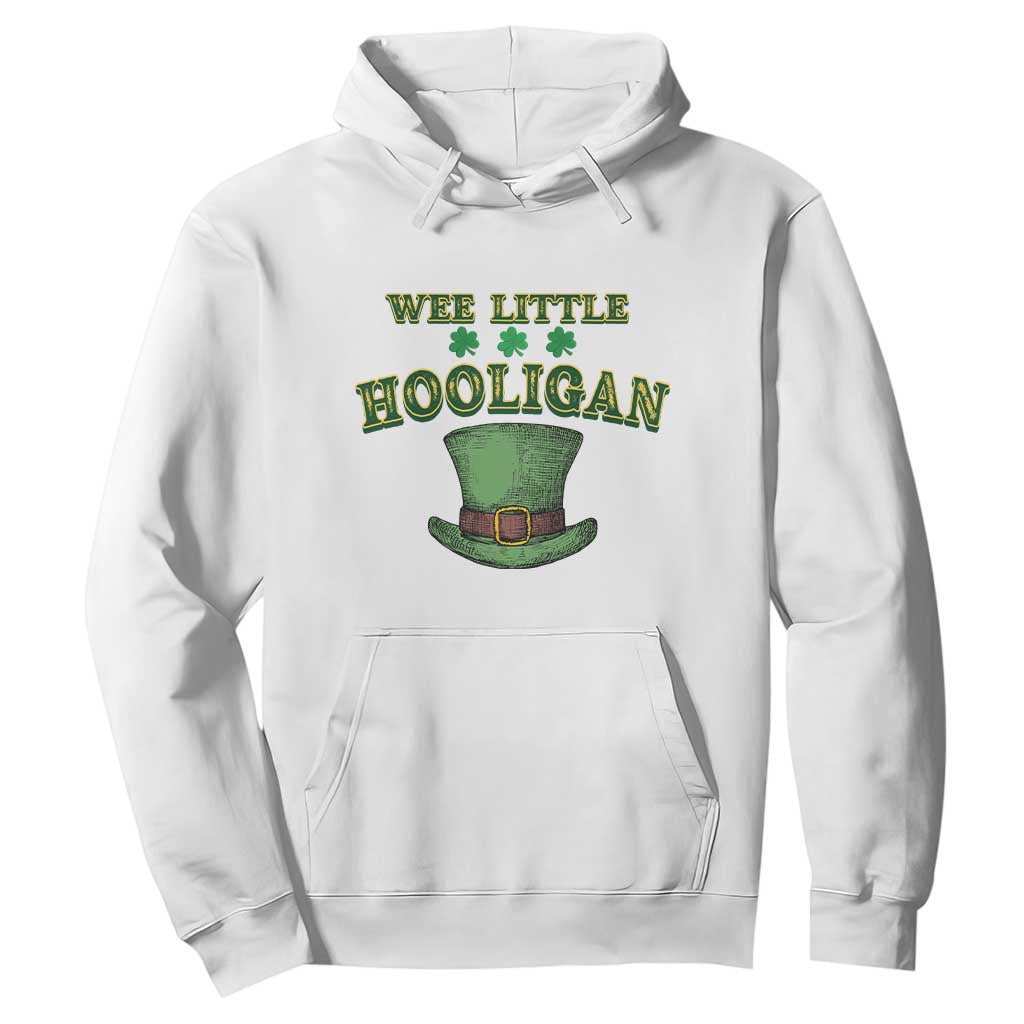 Funny St. Patrick's Day Hoodie Wee Little Hooligan Shamrock Leprechaun Hat TS09 White Print Your Wear