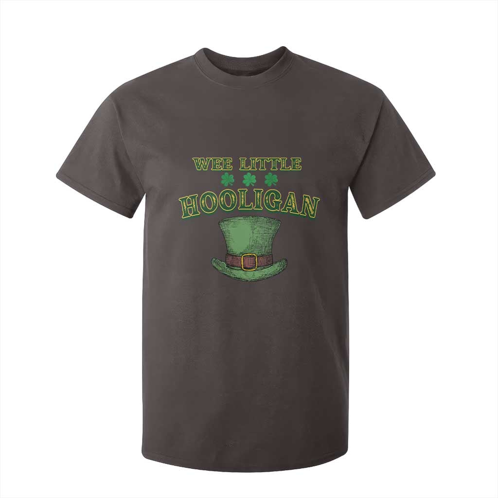 Funny St. Patrick's Day T Shirt For Kid Wee Little Hooligan Shamrock Leprechaun Hat TS09 Dark Chocolate Print Your Wear