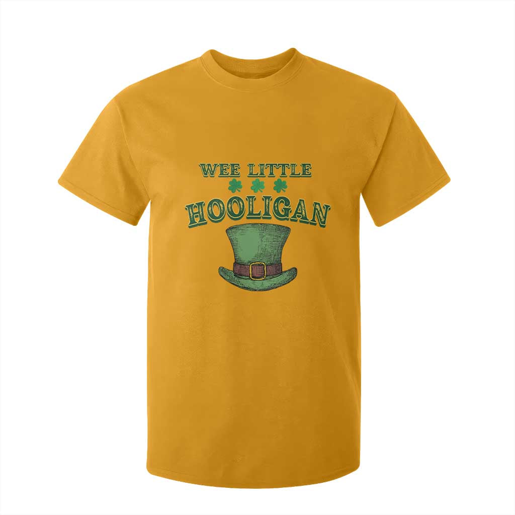 Funny St. Patrick's Day T Shirt For Kid Wee Little Hooligan Shamrock Leprechaun Hat TS09 Gold Print Your Wear