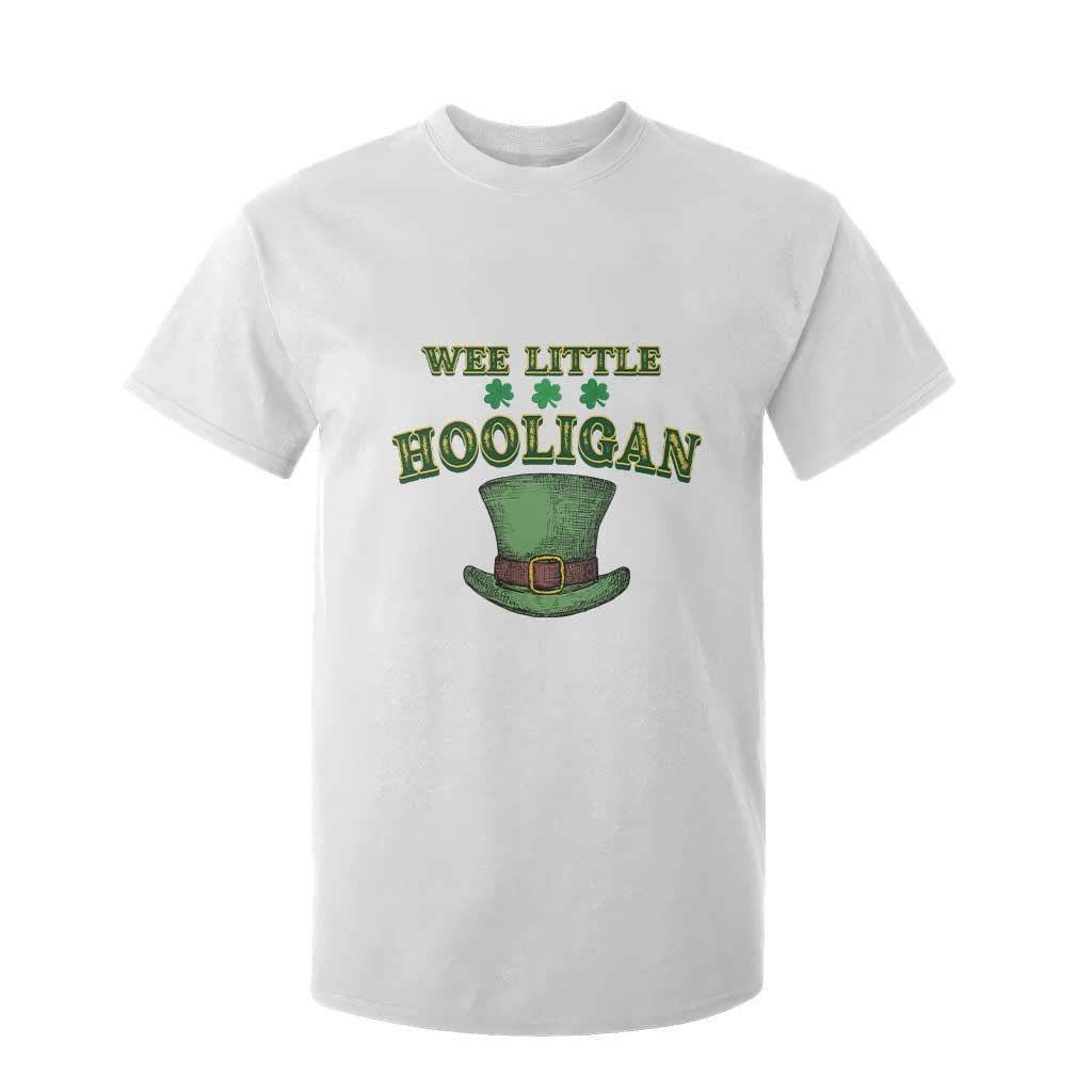 Funny St. Patrick's Day T Shirt For Kid Wee Little Hooligan Shamrock Leprechaun Hat TS09 White Print Your Wear