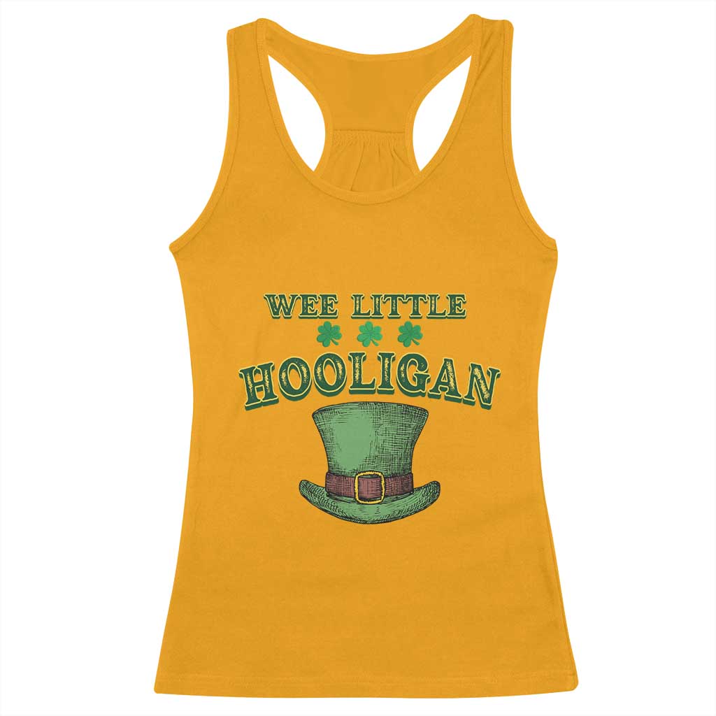 Funny St. Patrick's Day Racerback Tank Top Wee Little Hooligan Shamrock Leprechaun Hat TS09 Gold Print Your Wear