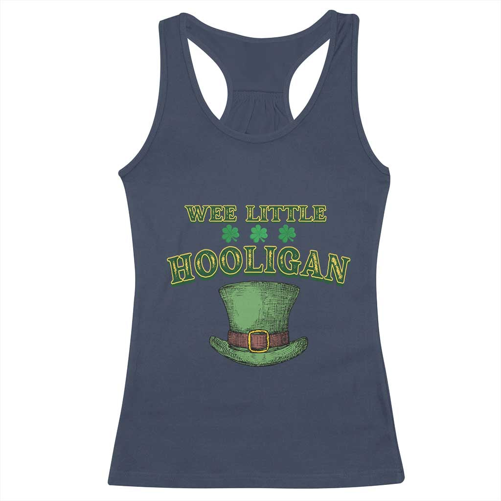 Funny St. Patrick's Day Racerback Tank Top Wee Little Hooligan Shamrock Leprechaun Hat TS09 Navy Print Your Wear
