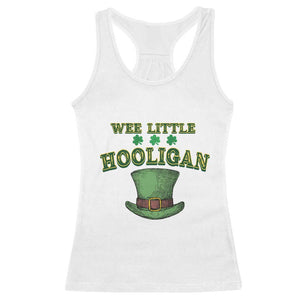 Funny St. Patrick's Day Racerback Tank Top Wee Little Hooligan Shamrock Leprechaun Hat TS09 White Print Your Wear