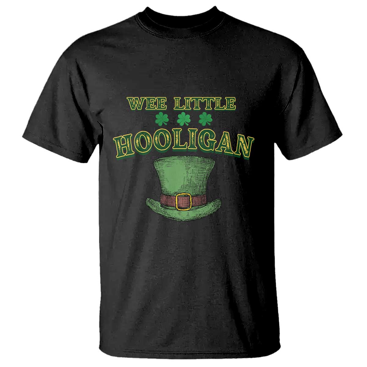 Funny St. Patrick's Day T Shirt Wee Little Hooligan Shamrock Leprechaun Hat TS09 Black Print Your Wear