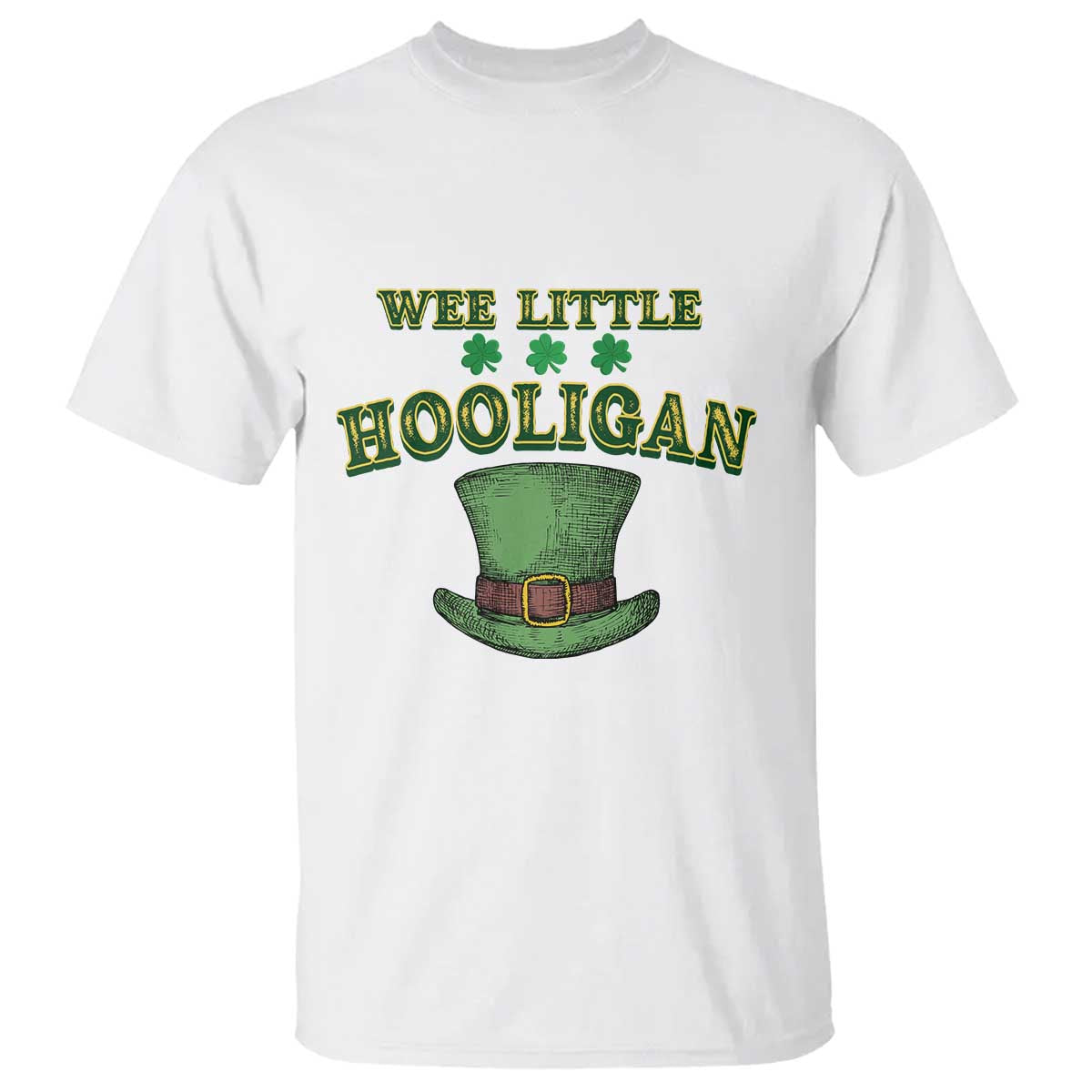 Funny St. Patrick's Day T Shirt Wee Little Hooligan Shamrock Leprechaun Hat TS09 White Print Your Wear