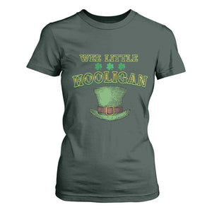 Funny St. Patrick's Day T Shirt For Women Wee Little Hooligan Shamrock Leprechaun Hat TS09 Dark Forest Green Print Your Wear
