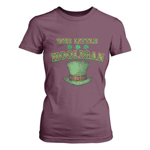 Funny St. Patrick's Day T Shirt For Women Wee Little Hooligan Shamrock Leprechaun Hat TS09 Maroon Print Your Wear