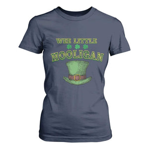Funny St. Patrick's Day T Shirt For Women Wee Little Hooligan Shamrock Leprechaun Hat TS09 Navy Print Your Wear