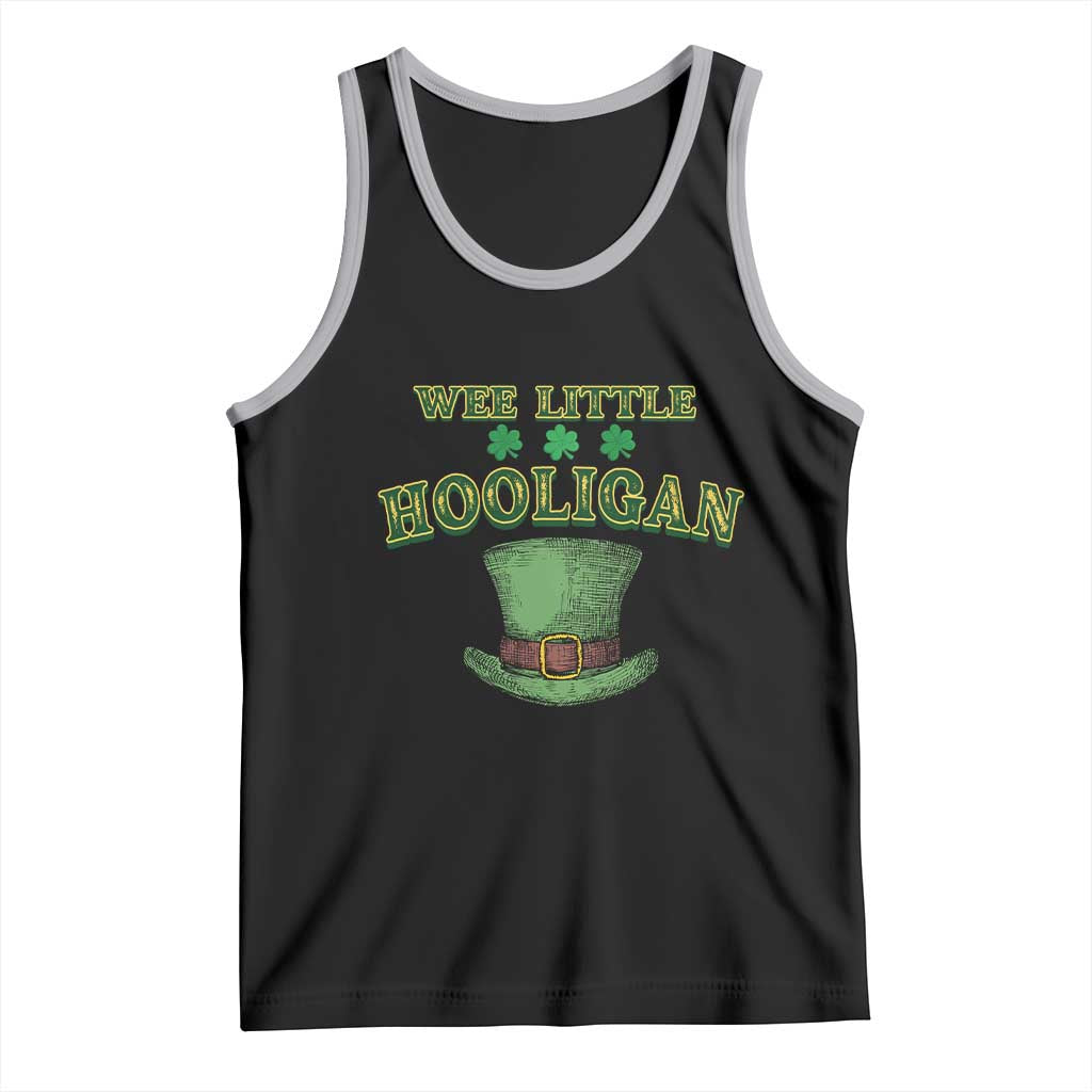 Funny St. Patrick's Day Tank Top Wee Little Hooligan Shamrock Leprechaun Hat TS09 Black Athletic Heather Print Your Wear