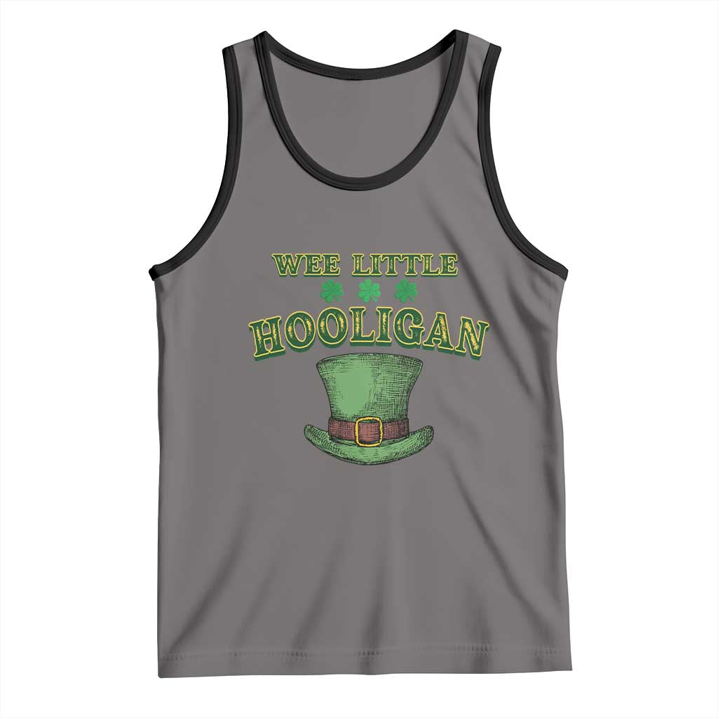 Funny St. Patrick's Day Tank Top Wee Little Hooligan Shamrock Leprechaun Hat TS09 Deep Heather Black Print Your Wear