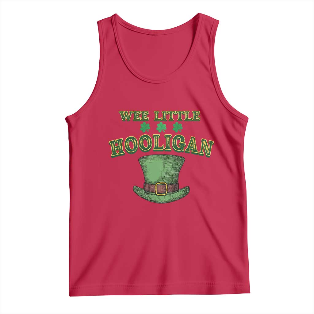 Funny St. Patrick's Day Tank Top Wee Little Hooligan Shamrock Leprechaun Hat TS09 Red Print Your Wear