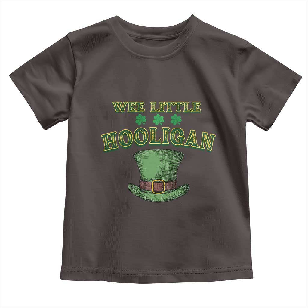 Funny St. Patrick's Day Toddler T Shirt Wee Little Hooligan Shamrock Leprechaun Hat TS09 Dark Chocolate Print Your Wear