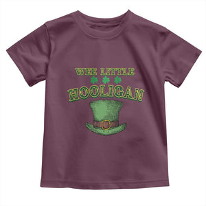 Funny St. Patrick's Day Toddler T Shirt Wee Little Hooligan Shamrock Leprechaun Hat TS09 Maroon Print Your Wear