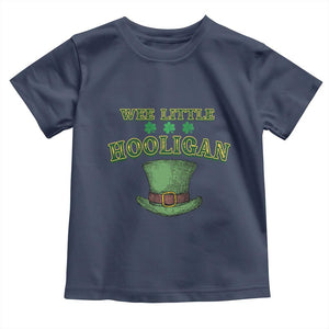 Funny St. Patrick's Day Toddler T Shirt Wee Little Hooligan Shamrock Leprechaun Hat TS09 Navy Print Your Wear