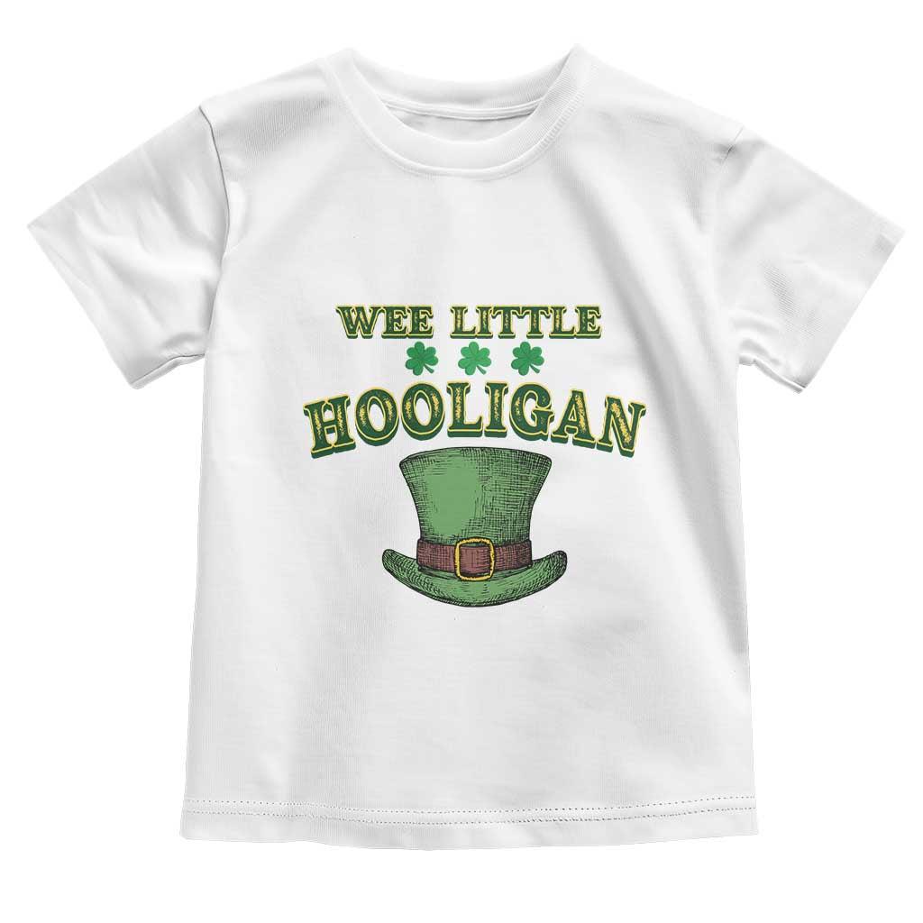 Funny St. Patrick's Day Toddler T Shirt Wee Little Hooligan Shamrock Leprechaun Hat TS09 White Print Your Wear