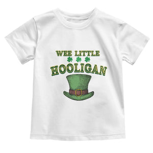 Funny St. Patrick's Day Toddler T Shirt Wee Little Hooligan Shamrock Leprechaun Hat TS09 White Print Your Wear