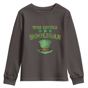 Funny St. Patrick's Day Youth Sweatshirt Wee Little Hooligan Shamrock Leprechaun Hat TS09 Dark Chocolate Print Your Wear