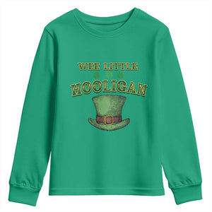 Funny St. Patrick's Day Youth Sweatshirt Wee Little Hooligan Shamrock Leprechaun Hat TS09 Irish Green Print Your Wear