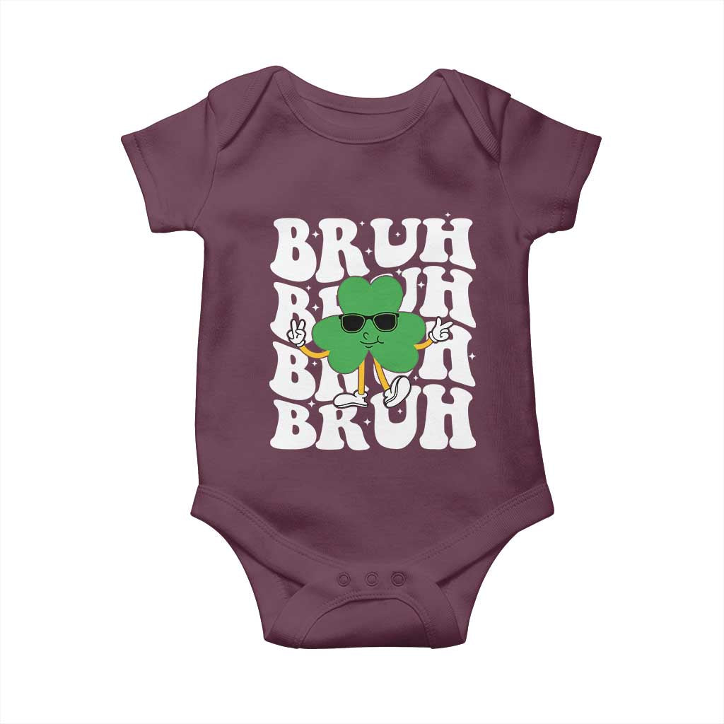 Funny St. Patrick's Day Bruh Baby Onesie TS09 Maroon Print Your Wear