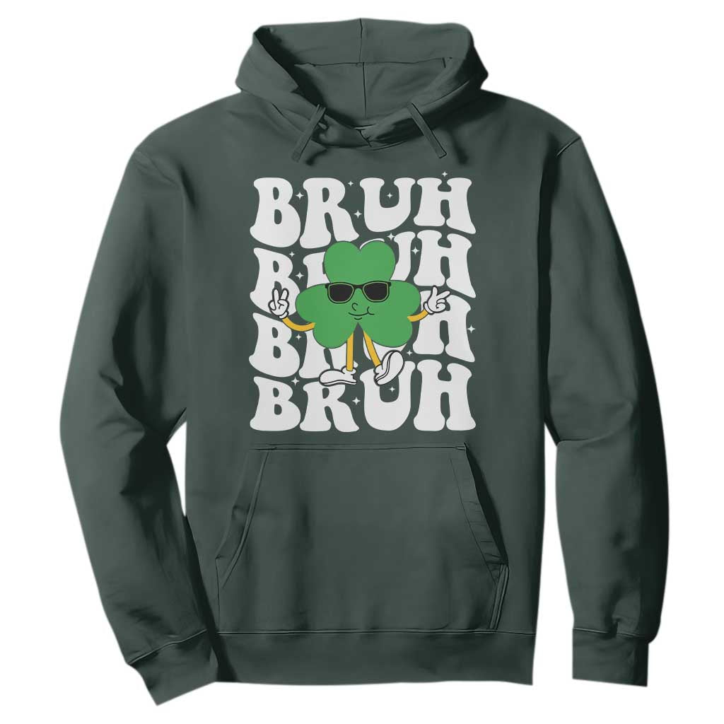 Funny St. Patrick's Day Bruh Hoodie TS09 Dark Forest Green Print Your Wear