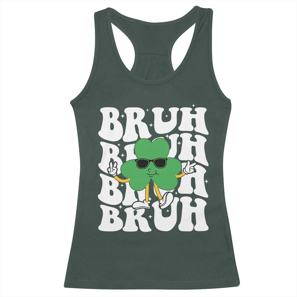 Funny St. Patrick's Day Bruh Racerback Tank Top TS09 Dark Forest Green Print Your Wear