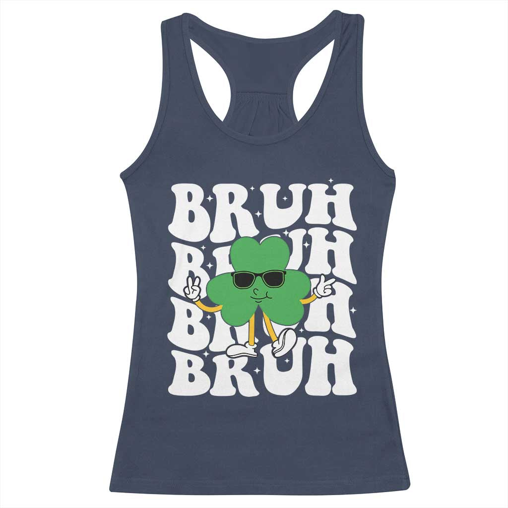 Funny St. Patrick's Day Bruh Racerback Tank Top TS09 Navy Print Your Wear