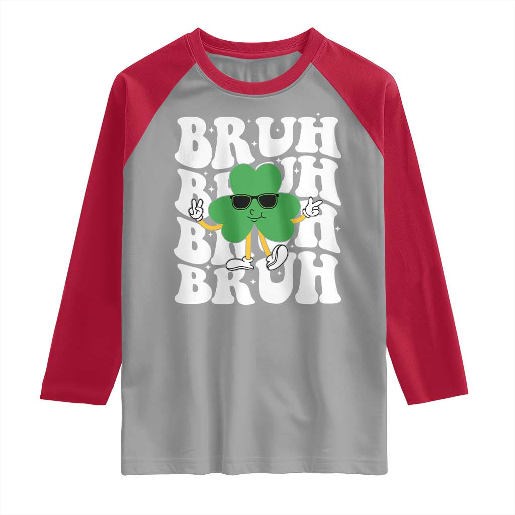 Funny St. Patrick's Day Bruh Raglan Shirt TS09 Sport Gray Red Print Your Wear
