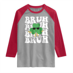 Funny St. Patrick's Day Bruh Raglan Shirt TS09 Sport Gray Red Print Your Wear