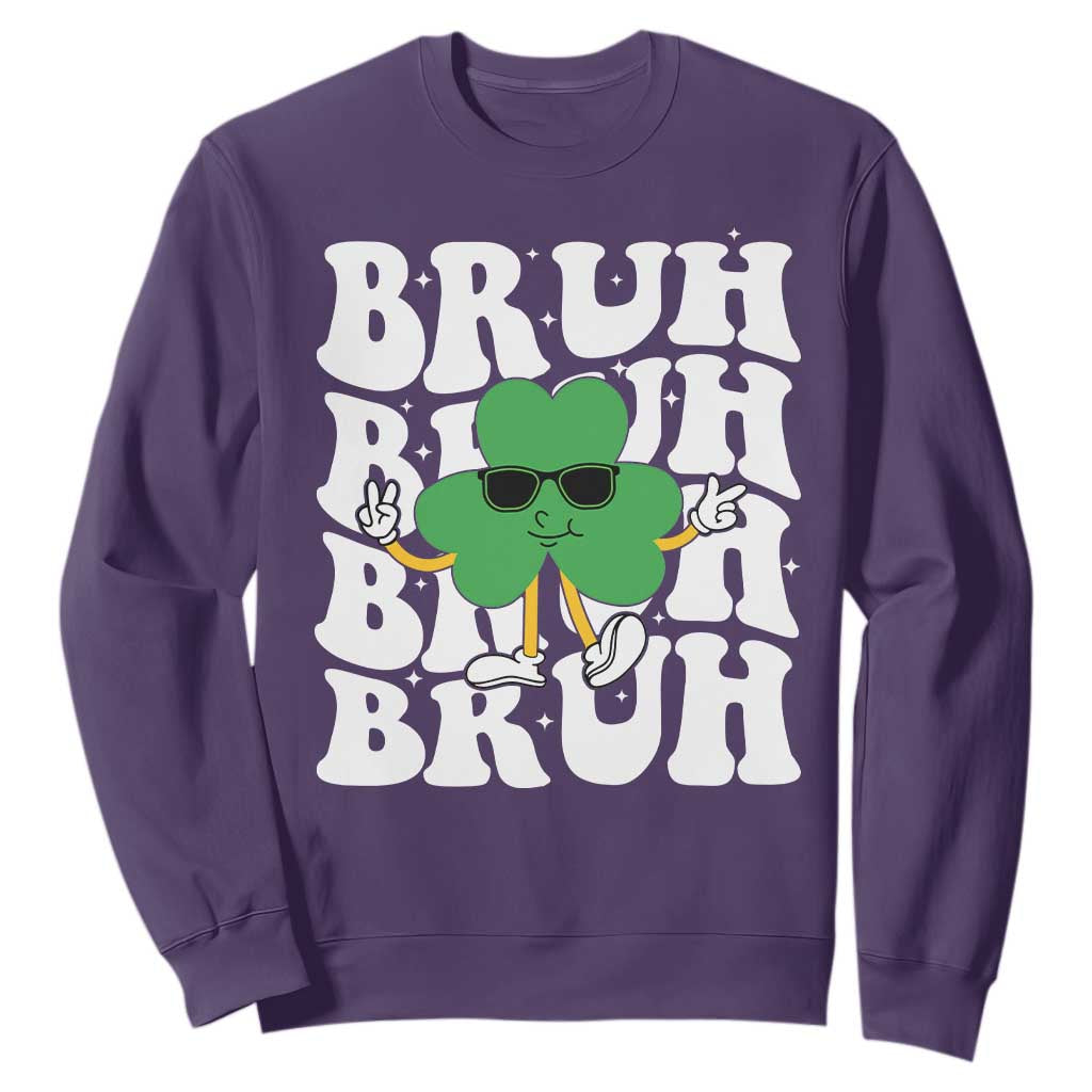 Funny St. Patrick's Day Bruh Sweatshirt TS09 Purple Print Your Wear