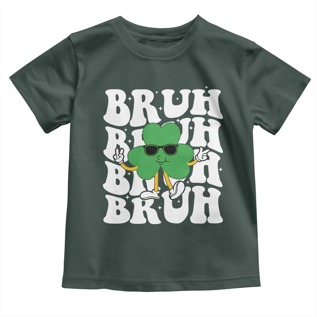 Funny St. Patrick's Day Bruh Toddler T Shirt TS09 Dark Forest Green Print Your Wear