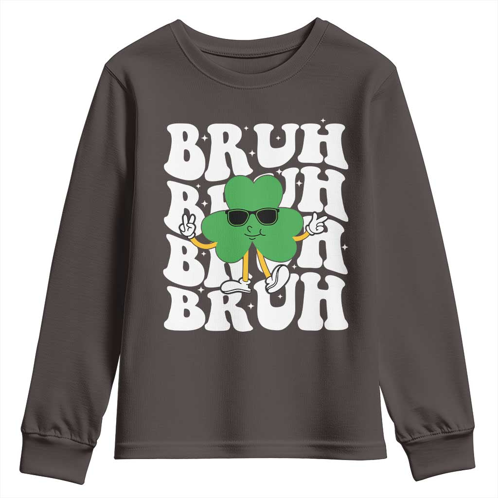 Funny St. Patrick's Day Bruh Youth Sweatshirt TS09 Dark Chocolate Print Your Wear