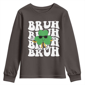 Funny St. Patrick's Day Bruh Youth Sweatshirt TS09 Dark Chocolate Print Your Wear